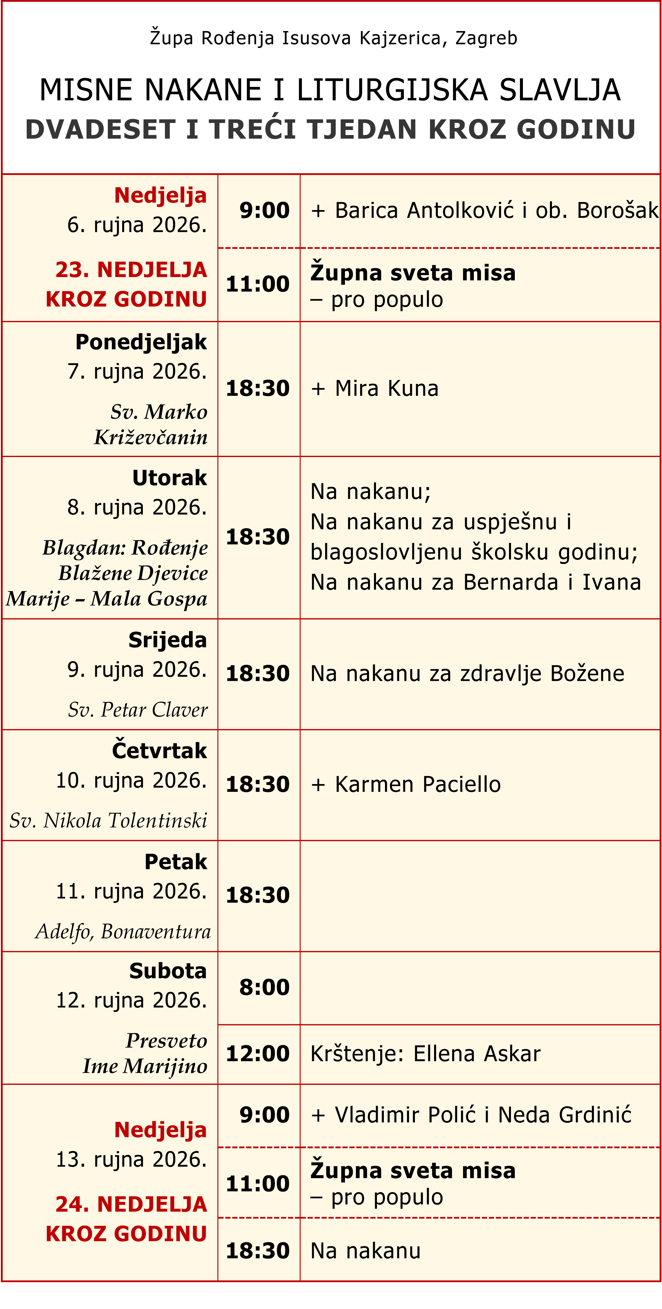 RasporedMisa 06.09.2026