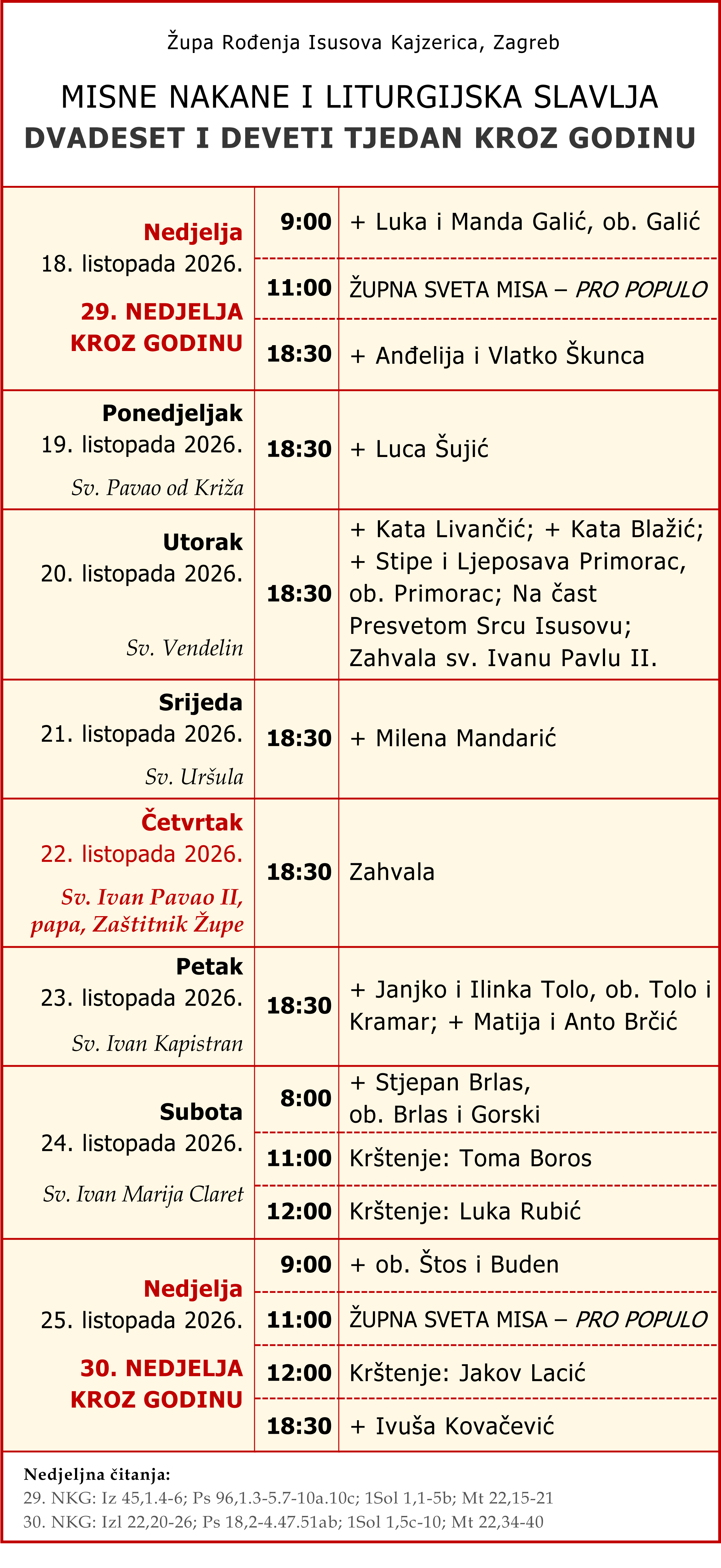 RasporedMisa 18.10.2026