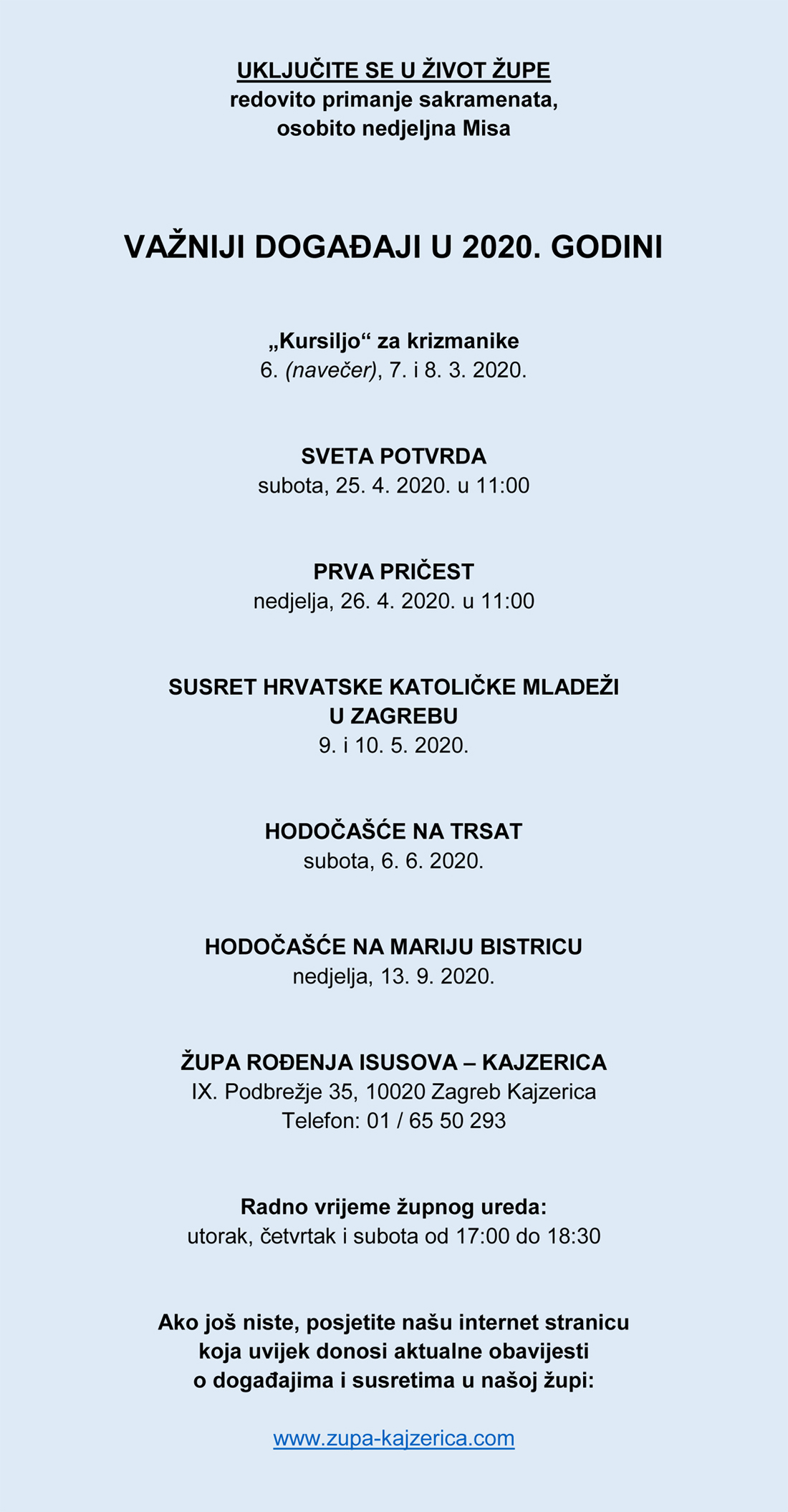 Važniji događaji u 2020