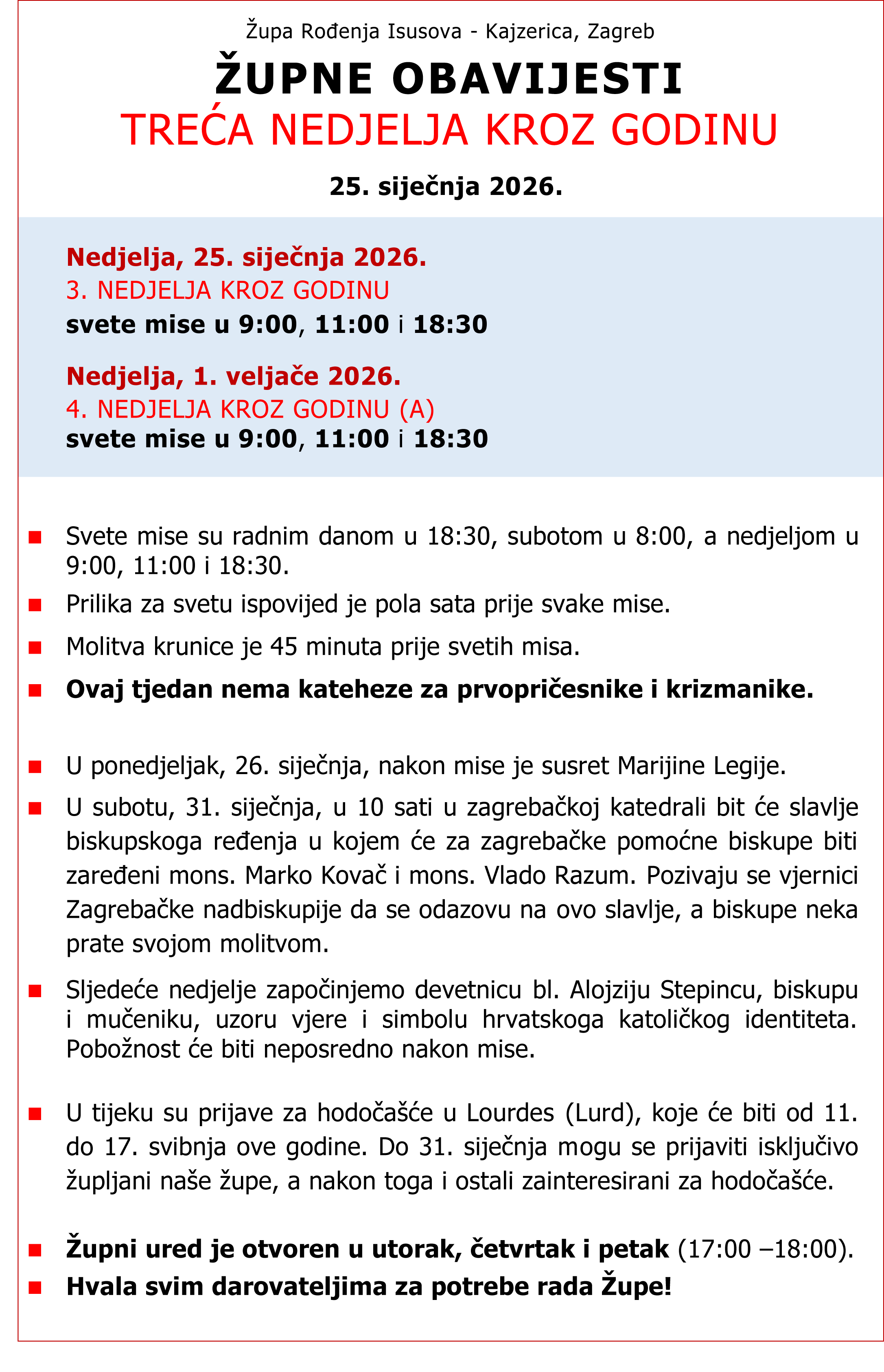 ŽupneObavijesti 25.01.2026