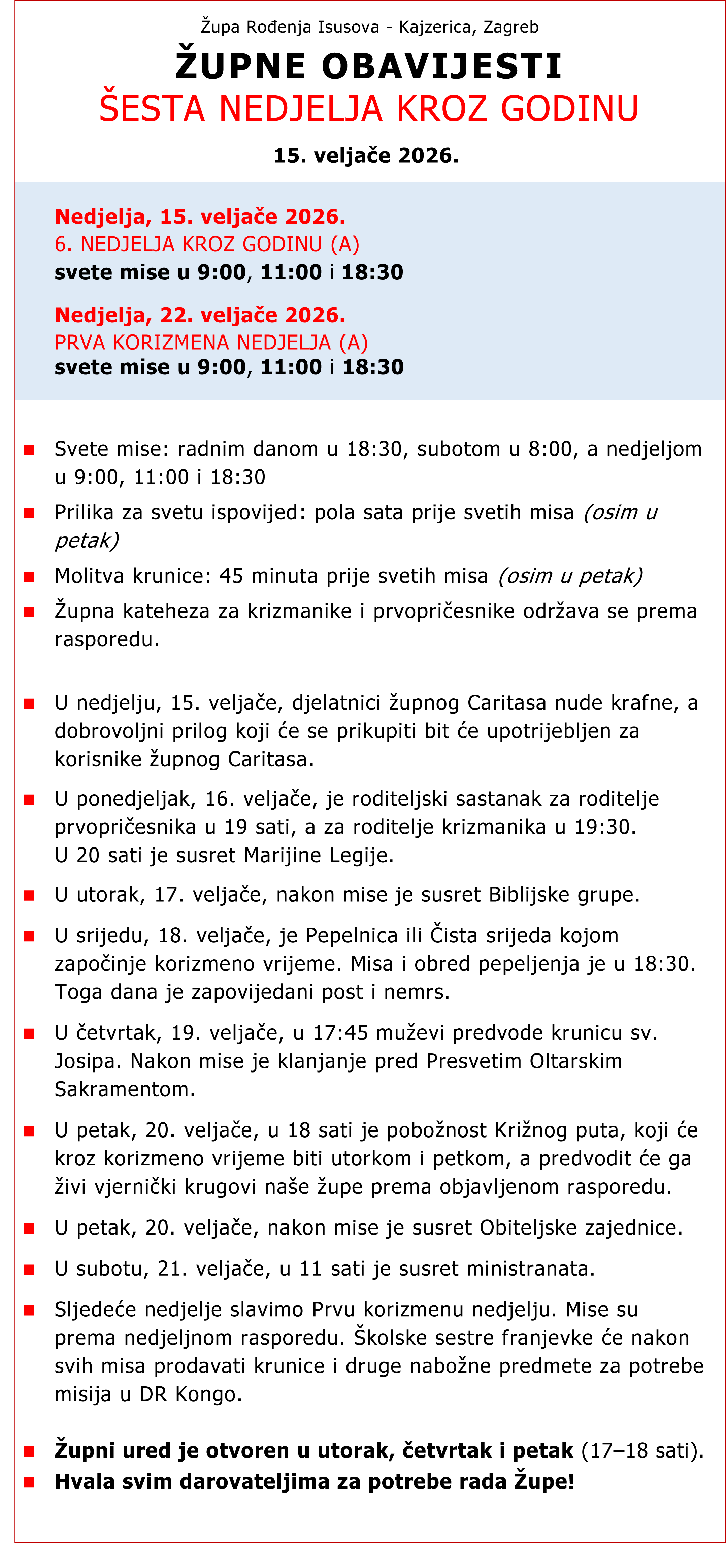 ŽupneObavijesti 15.02.2026
