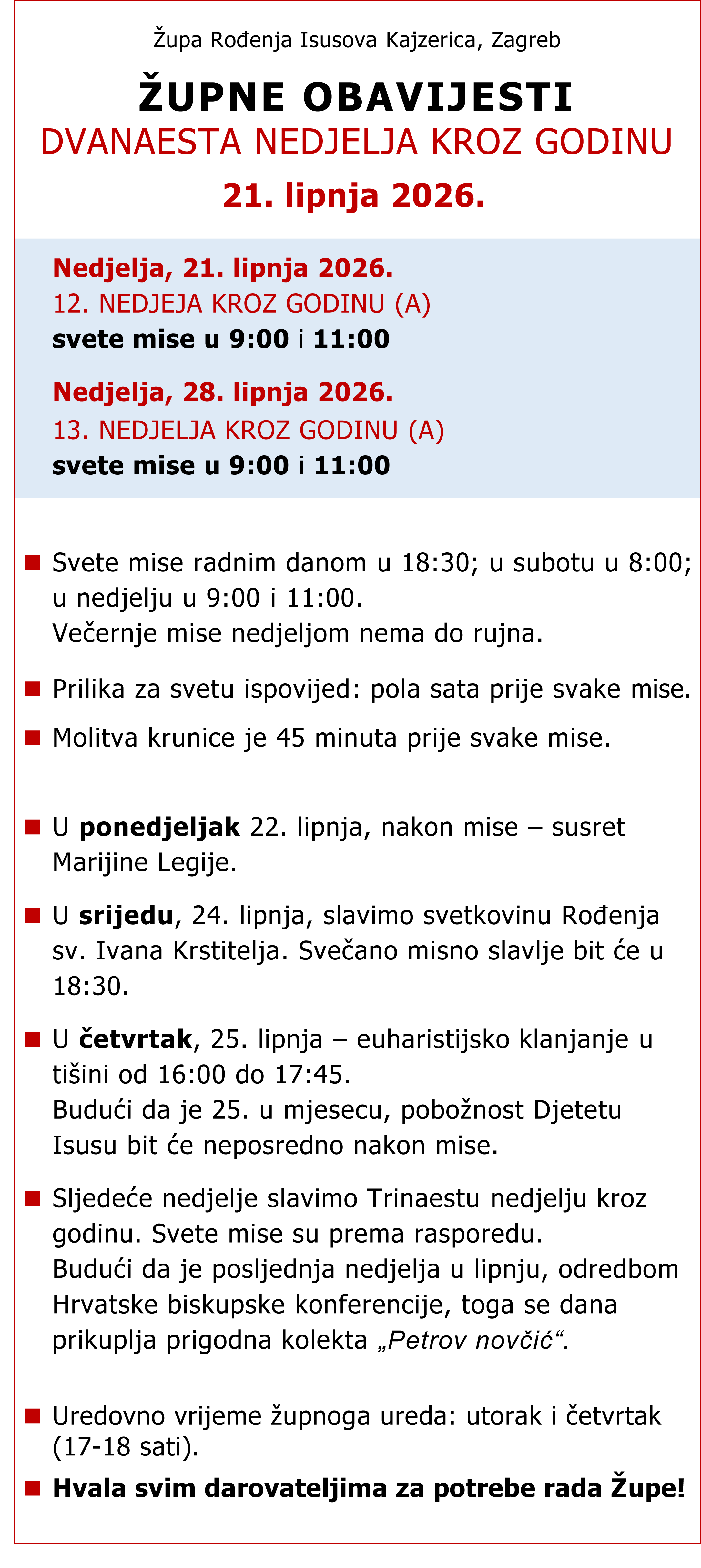 ŽupneObavijesti 21.06.2026
