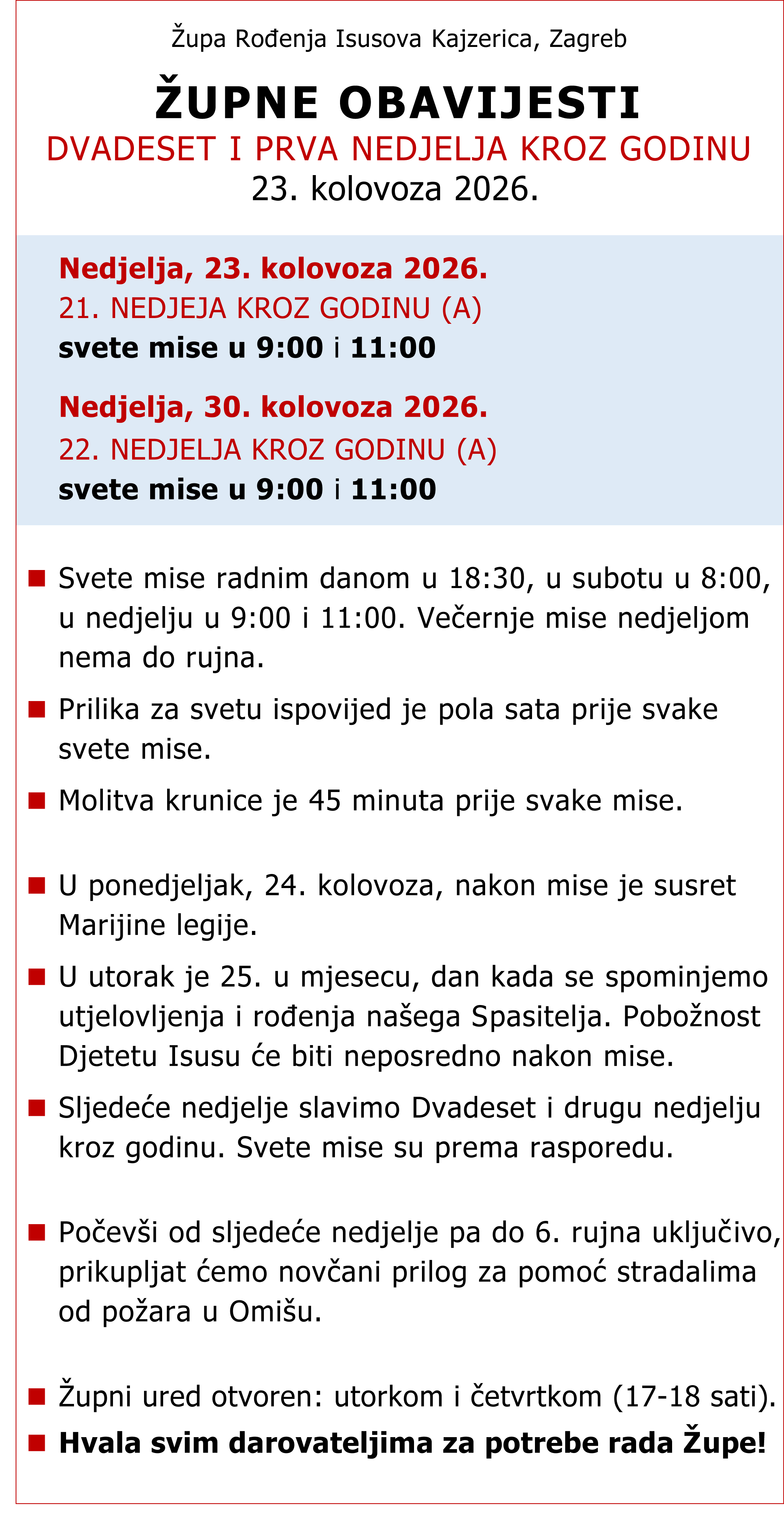 ŽupneObavijesti 23.08.2026