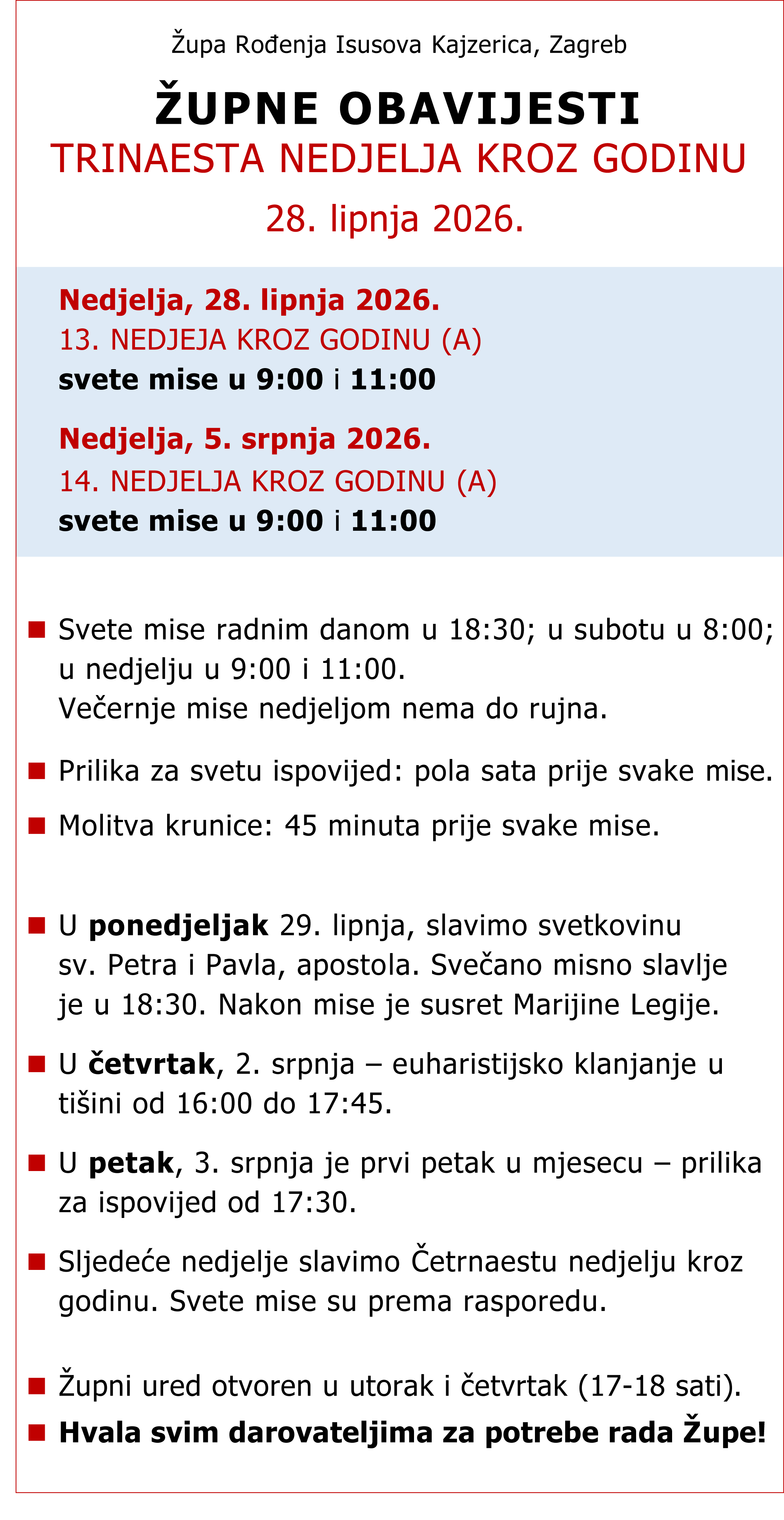 ŽupneObavijesti 28.06.2026